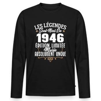 Les légendes sont nées en 1946 édition limitée - T-shirt manches longues Premium bio Homme - noir - Devant - Nico (187cm)