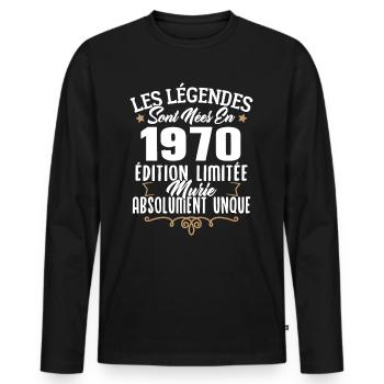 Les légendes sont nées en 1970 édition limitée - T-shirt manches longues Premium bio Homme - noir - Devant - Nico (187cm)
