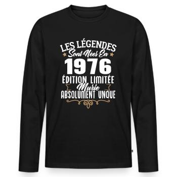 Les légendes sont nées en 1976 édition limitée - T-shirt manches longues Premium bio Homme - noir - Devant - Nico (187cm)