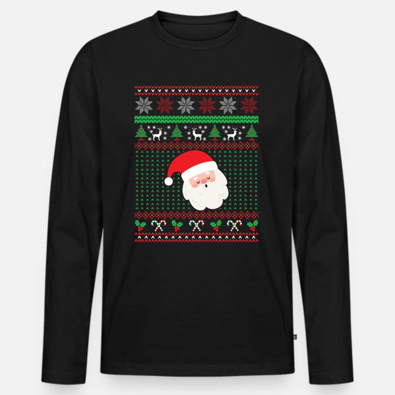 Weihnachtsmann, Weihnachtsgeschenk - Männer Premium Bio Langarmshirt - Schwarz