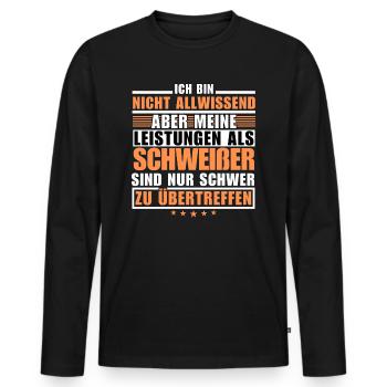 Unübertroffene Leistung als Schweißer - Männer Premium Bio Langarmshirt - Schwarz - Vorne - Nico (187cm)