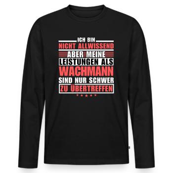 Unsurpassed performance as a security guard - Men's Premium Organic Long Sleeve Shirt - black - Front - Nico (187cm)