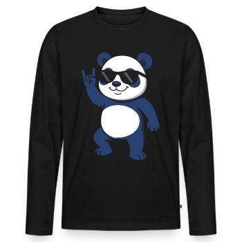 Süßer Panda – Lustiges Tier Design für Panda-Fans - Männer Premium Bio Langarmshirt - Schwarz - Vorne - Nico (187cm)