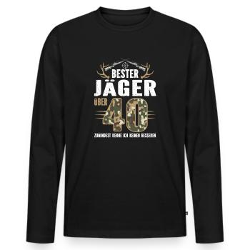 Bester Jäger über 40 - Männer Premium Bio Langarmshirt - Schwarz - Vorne - Nico (187cm)