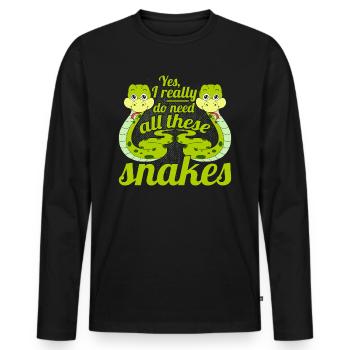 I Really Do Need All These Snakes Python serpent - T-shirt manches longues Premium bio Homme - noir - Devant - Nico (187cm)