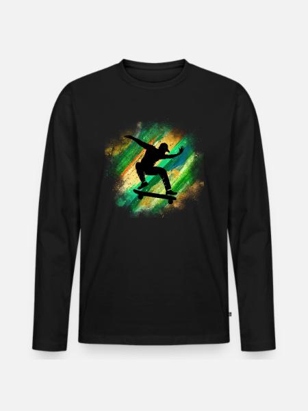 Skateboard Freestyle - Men's Premium Organic Long Sleeve Shirt - black