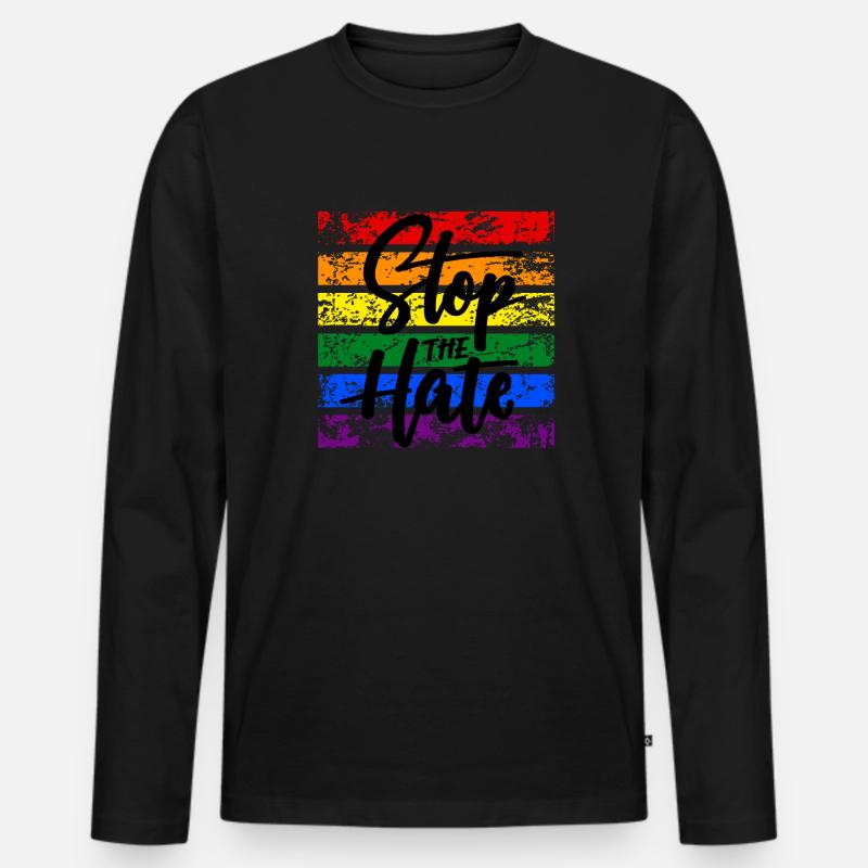 LGBTQ Stop the Hate - Männer Premium Bio Langarmshirt - Schwarz