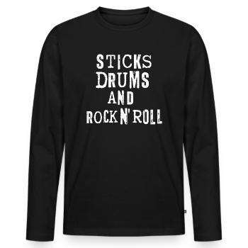 Sticks Drums And Rock N’Roll - T-shirt manches longues Premium bio Homme - noir - Devant - Nico (187cm)