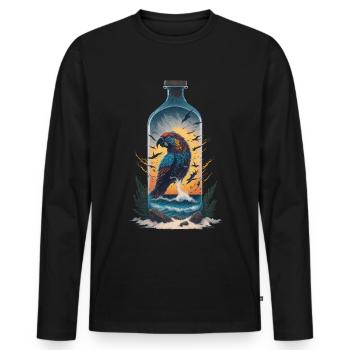 Bouteille de perroquet - T-shirt manches longues Premium bio Homme - noir - Devant - Nico (187cm)