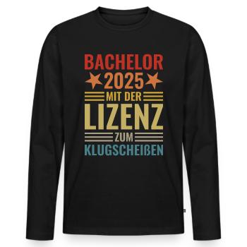 Bachelor 2025 mit der Lizenz zum Klugscheißen - Männer Premium Bio Langarmshirt - Schwarz - Vorne - Nico (187cm)