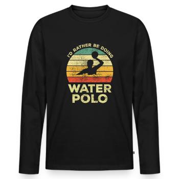 C’est drôle que je préfère jouer au water-polo - T-shirt manches longues Premium bio Homme - noir - Devant - Nico (187cm)
