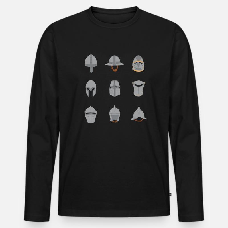 Tipi di elmi medievali Medioevo - Maglia a manica lunga ecologica premium da uomo - nero
