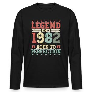 Legend 1982 Vintage Birthday Gift - Men's Premium Organic Long Sleeve Shirt - black - Front - Nico (187cm)