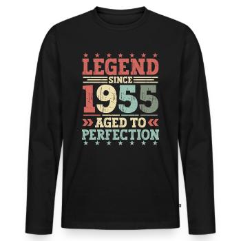 Legende 1955 Jahrgang Geburtstag Geschenk - Männer Premium Bio Langarmshirt - Schwarz - Vorne - Nico (187cm)