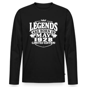 legends are born in mai 1928 - 95 years old - Men's Premium Organic Long Sleeve Shirt - black - Front - Nico (187cm)