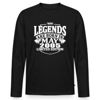 legends are born in mai 2005 - 18 years old - Men's Premium Organic Long Sleeve Shirt - black - Front - Nico (187cm)