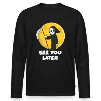 Grim reaper with scythe greets before Halloween full moon - Men's Premium Organic Long Sleeve Shirt - black - Front - Nico (187cm)
