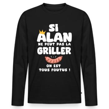 Alan roi barbecue cadeau alan fêtes - T-shirt manches longues Premium bio Homme - noir - Devant - Nico (187cm)