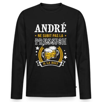 André bière André cadeau andré fêtes - T-shirt manches longues Premium bio Homme - noir - Devant - Nico (187cm)