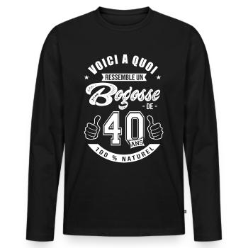 Bogosse de 40 ans anniversaire 40 ans - T-shirt manches longues Premium bio Homme - noir - Devant - Nico (187cm)
