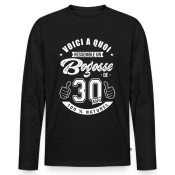 Bogosse de 30 ans anniversaire 30 ans - T-shirt manches longues Premium bio Homme - noir - Devant - Nico (187cm)