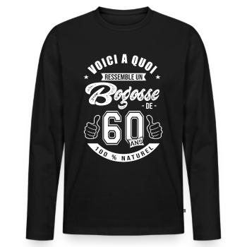 Bogosse de 60 ans anniversaire 60 ans - T-shirt manches longues Premium bio Homme - noir - Devant - Nico (187cm)