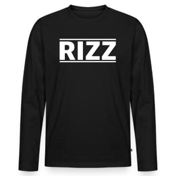 Rizz | Charisma, charme, stil, Jugendsprache - Männer Premium Bio Langarmshirt - Schwarz - Vorne - Nico (187cm)