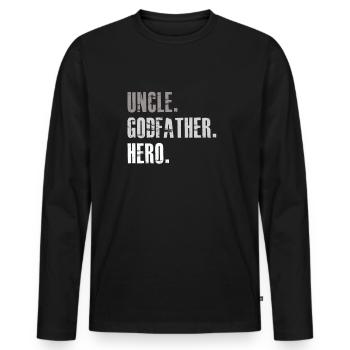 Oncle parrain parrain - T-shirt manches longues Premium bio Homme - noir - Devant - Nico (187cm)