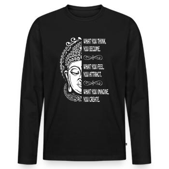 Fun Buddha - T-shirt manches longues Premium bio Homme - noir - Devant - Nico (187cm)