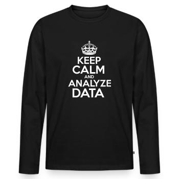 Behalten Sie ruhig Daten analysieren - Männer Premium Bio Langarmshirt - Schwarz - Vorne - Nico (187cm)