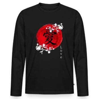 Amour Kanji Japonais - T-shirt manches longues Premium bio Homme - noir - Devant - Nico (187cm)
