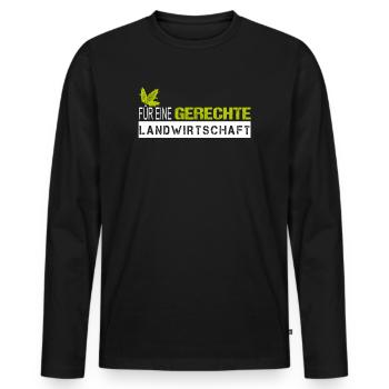 Landwirt Bauer Für Eine Gerechte Landwirtschaft - Männer Premium Bio Langarmshirt - Schwarz - Vorne - Nico (187cm)