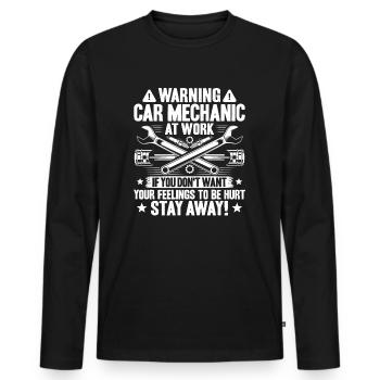 Technicien en mécatronique automobile Mécanicien automobile Mécanicien automobile - T-shirt manches longues Premium bio Homme - noir - Devant - Nico (187cm)