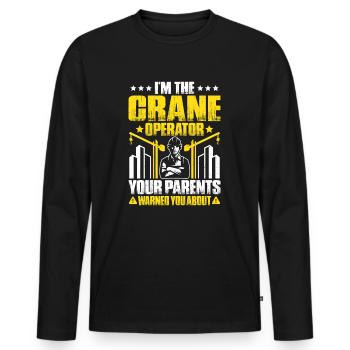 Kranführer Kranfahrer Kran Crane Operator - Männer Premium Bio Langarmshirt - Schwarz - Vorne - Nico (187cm)