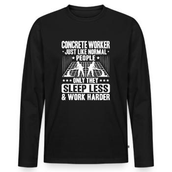 Constructeur de béton Constructeur de béton armé Travailleur du béton - T-shirt manches longues Premium bio Homme - noir - Devant - Nico (187cm)