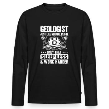 Géologue Géologue Géologue Géologie Géologine - T-shirt manches longues Premium bio Homme - noir - Devant - Nico (187cm)