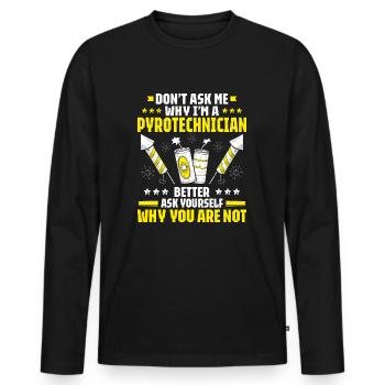 Pyrotechnicien Feux d’artifice Pyrotechnie Pyrotechnicien - T-shirt manches longues Premium bio Homme - noir - Devant - Nico (187cm)