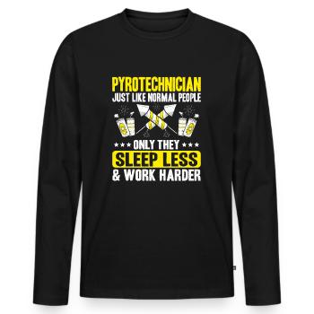 Pyrotechnicien Feux d’artifice Pyrotechnie Pyrotechnicien - T-shirt manches longues Premium bio Homme - noir - Devant - Nico (187cm)