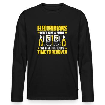 Elektroniker Elektriker Electrician Lineman - Männer Premium Bio Langarmshirt - Schwarz - Vorne - Nico (187cm)