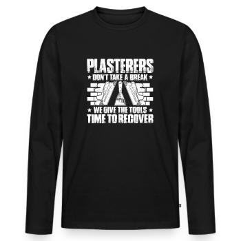 Stuckateur Plasterer Stukkateur Gipser Verputzer - Men's Premium Organic Long Sleeve Shirt - black - Front - Nico (187cm)