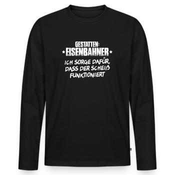 Eisenbahner Triebfahrzeugführer Railroader - Männer Premium Bio Langarmshirt - Schwarz - Vorne - Nico (187cm)