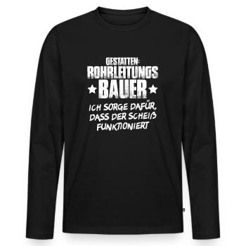 Rohrleitungsbauer Rohrleitungsbau Pipelayer - Männer Premium Bio Langarmshirt - Schwarz - Vorne - Nico (187cm)