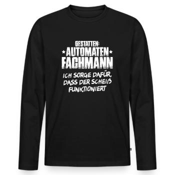 Automatenfachmann Automatenfachfrau Automaten - Männer Premium Bio Langarmshirt - Schwarz - Vorne - Nico (187cm)