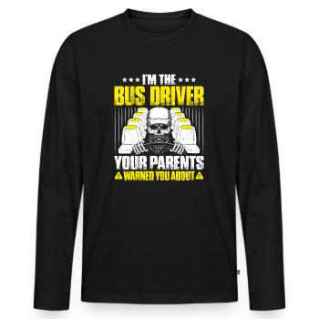Busfahrer Bus Driver Busman Schulbusfahrer - Männer Premium Bio Langarmshirt - Schwarz - Vorne - Nico (187cm)