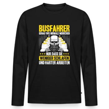 Busfahrer Bus Driver Busman Schulbusfahrer - Männer Premium Bio Langarmshirt - Schwarz - Vorne - Nico (187cm)