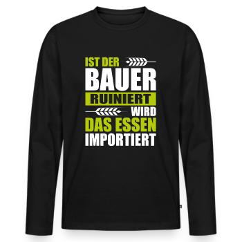 Landwirt Demonstration Bauer Protest Bauerndemo - Männer Premium Bio Langarmshirt - Schwarz - Vorne - Nico (187cm)
