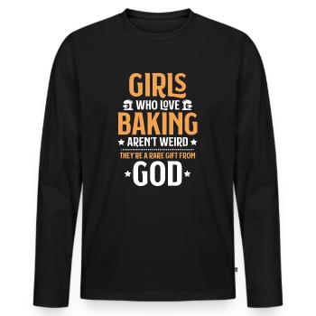 Baker Baking Baker Bakery Baking - Men's Premium Organic Long Sleeve Shirt - black - Front - Nico (187cm)