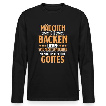 Bäcker Backen Bäckerin Bäckerei Baker Baking - Männer Premium Bio Langarmshirt - Schwarz - Vorne - Nico (187cm)