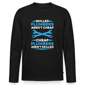 Mécanicien d’usine plombier plombier chauffage sanitaire - T-shirt manches longues Premium bio Homme - noir - Devant - Nico (187cm)