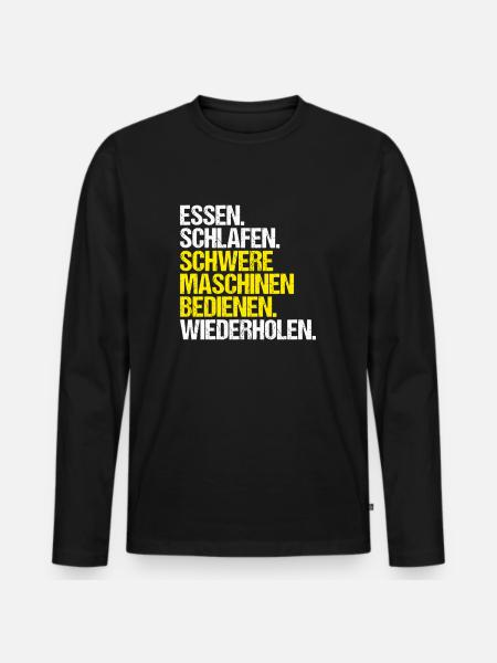 Baugeräteführer Kranführer Baggerfahrer Baugeräte - Männer Premium Bio Langarmshirt - Schwarz